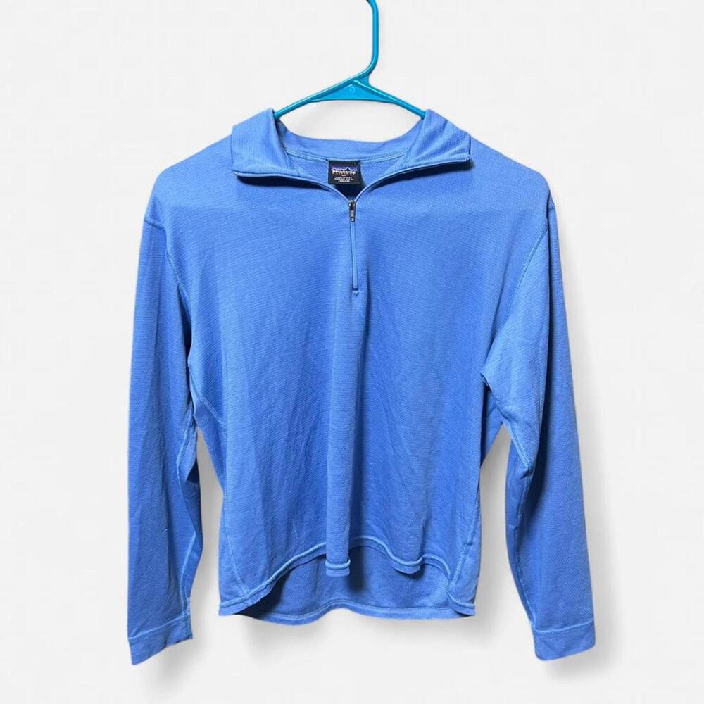 Patagonia Performance Capilene‎ 1/4 Zip Sky Blue Made in USA Size M